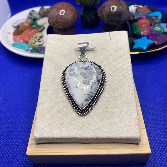Australian Dendritic Opal Teardrop Pendant 925 Sterling Plated SPECIAL PRICE! 🤑 - Picture 3 of 10
